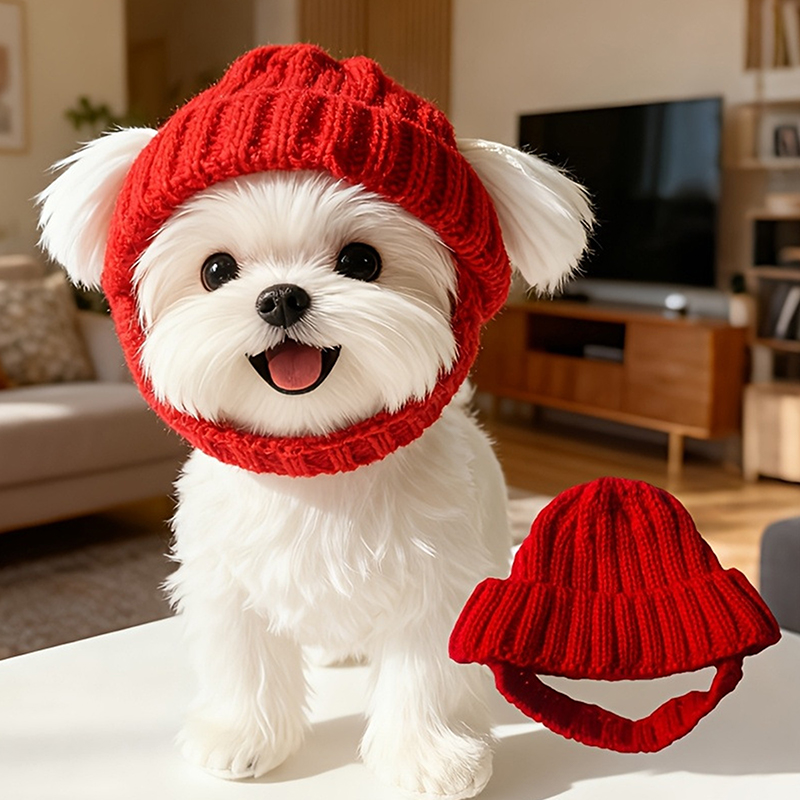 Winter Trapper Hat - Cappello Beanie per Cani Maltesi, Morbido