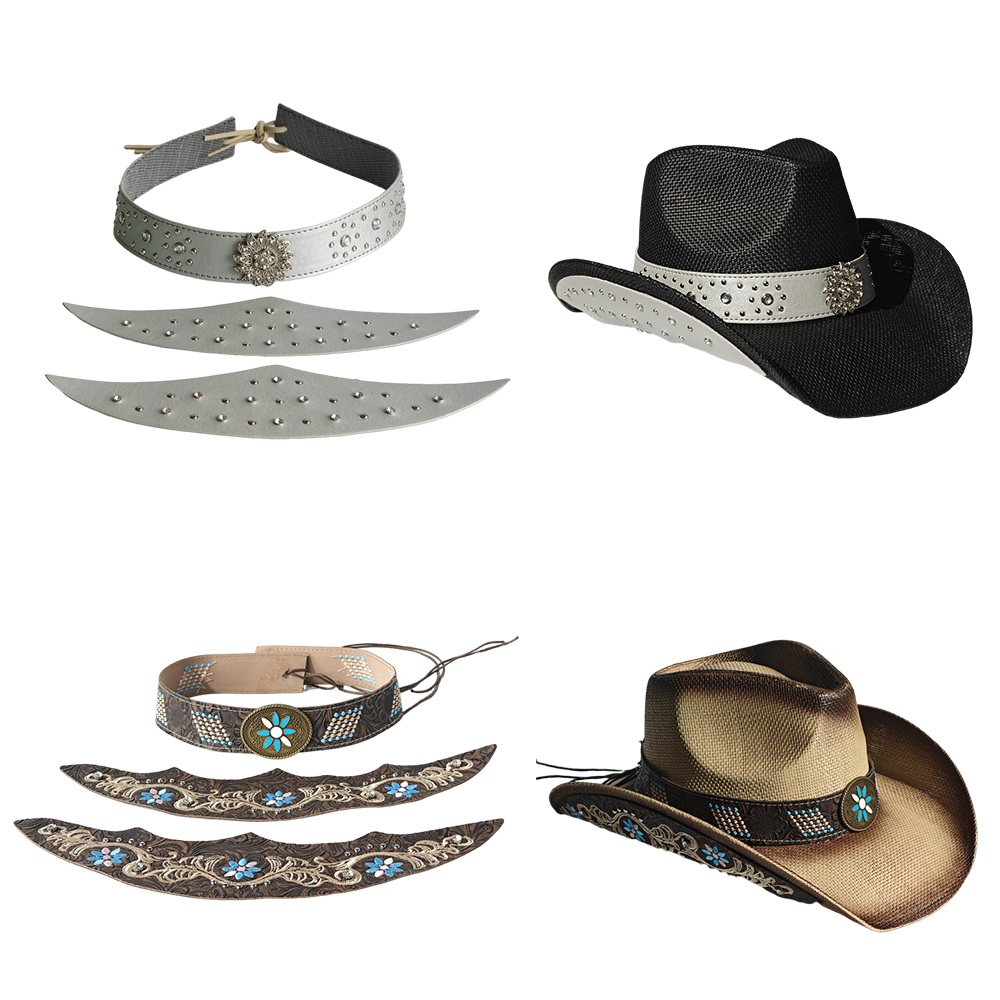 Cowboy Hat Straw - Cappello da cowboy Set da tre